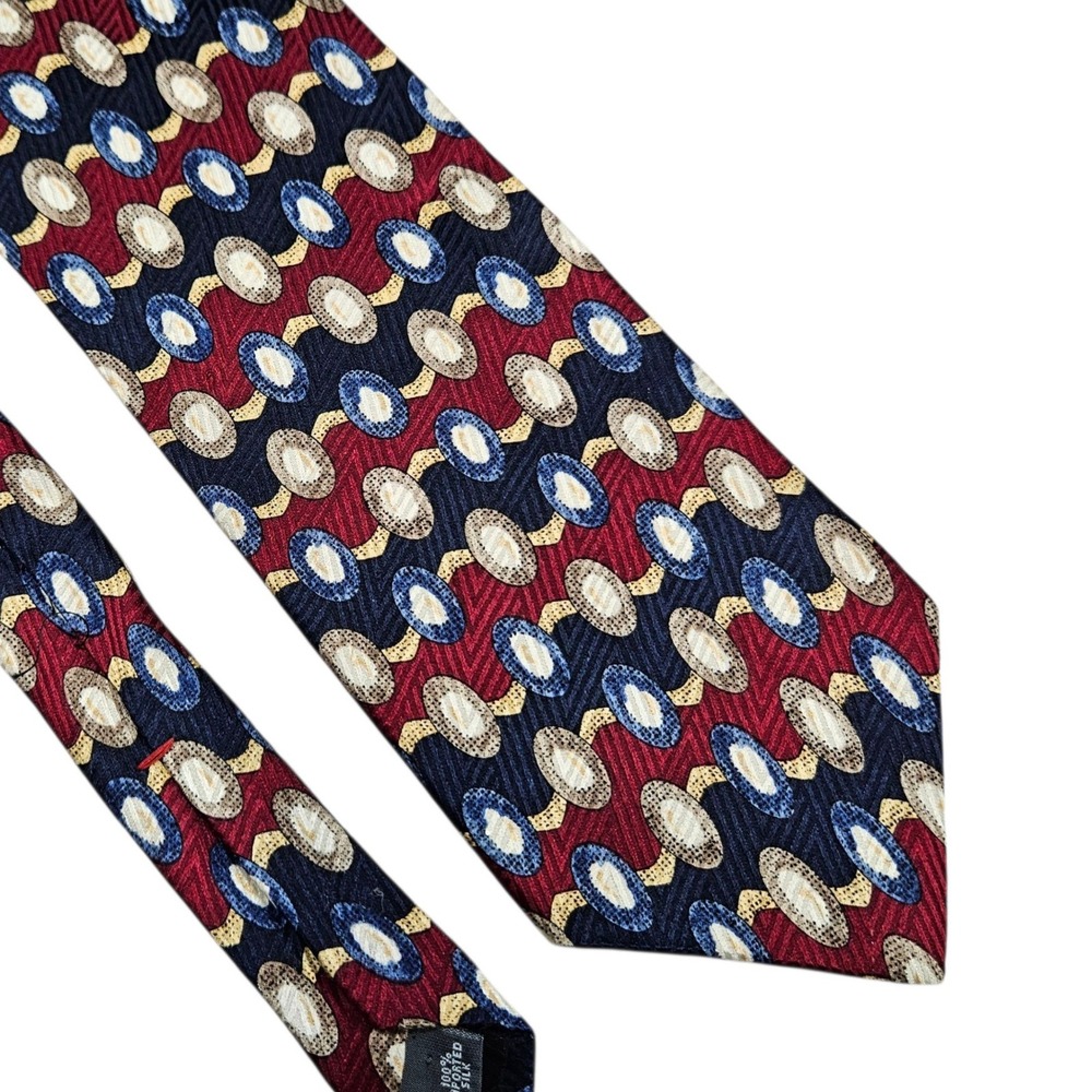 Peter Thomas‎ by Superba Necktie Silk Geometric Pattern Red Blue Gold Men's